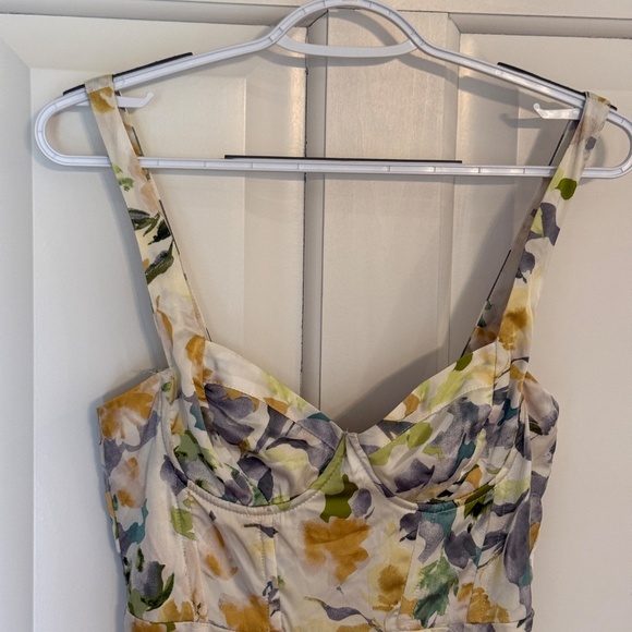 New! ASTR the Label Floral Corset Satin Dress Yellow Cream Floral 45285 - Picture 7 of 16